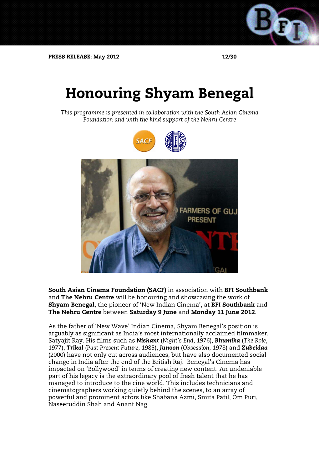 Honouring Shyam Benegal