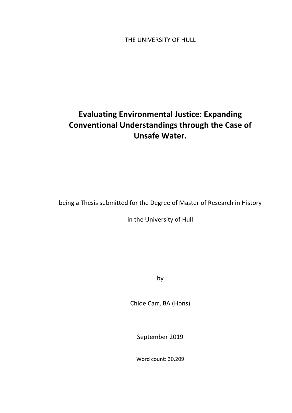 Evaluating Environmental Justice: Expanding Conventional Understandings Through the Case of Unsafe Water