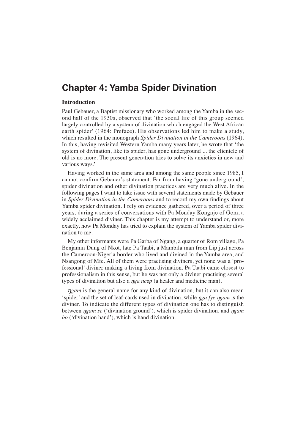 Chapter 4: Yamba Spider Divination