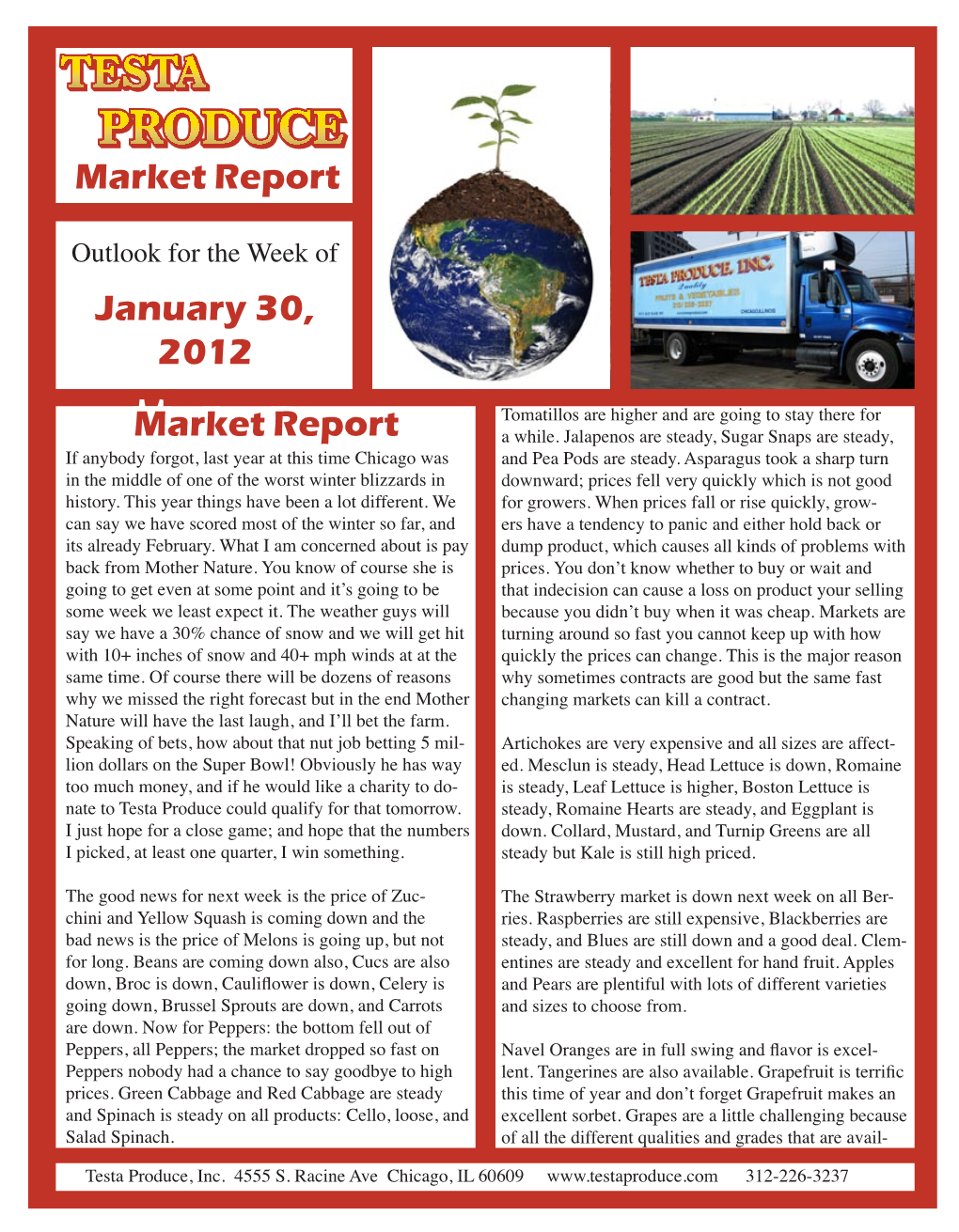 Market Report January 30, 2012 Market Report