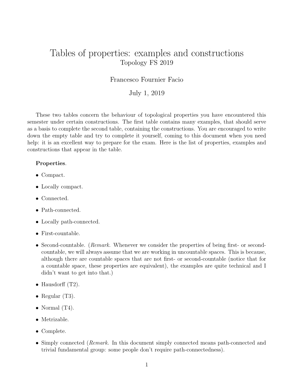 Review Tables