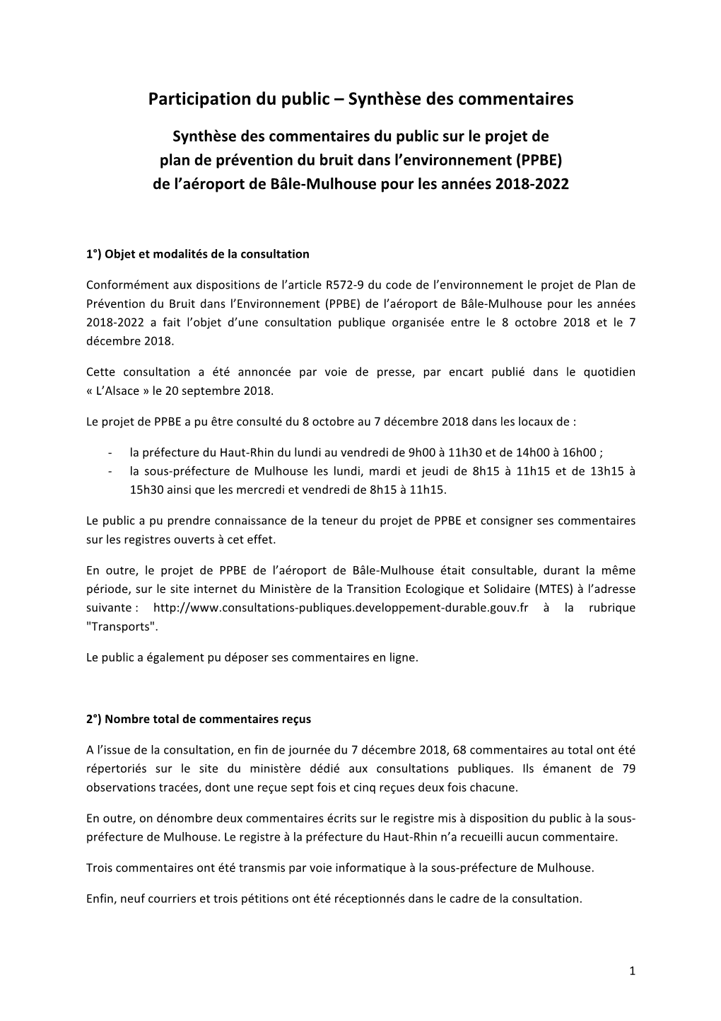 2. Rapport Relatif À La Consultation Du Public