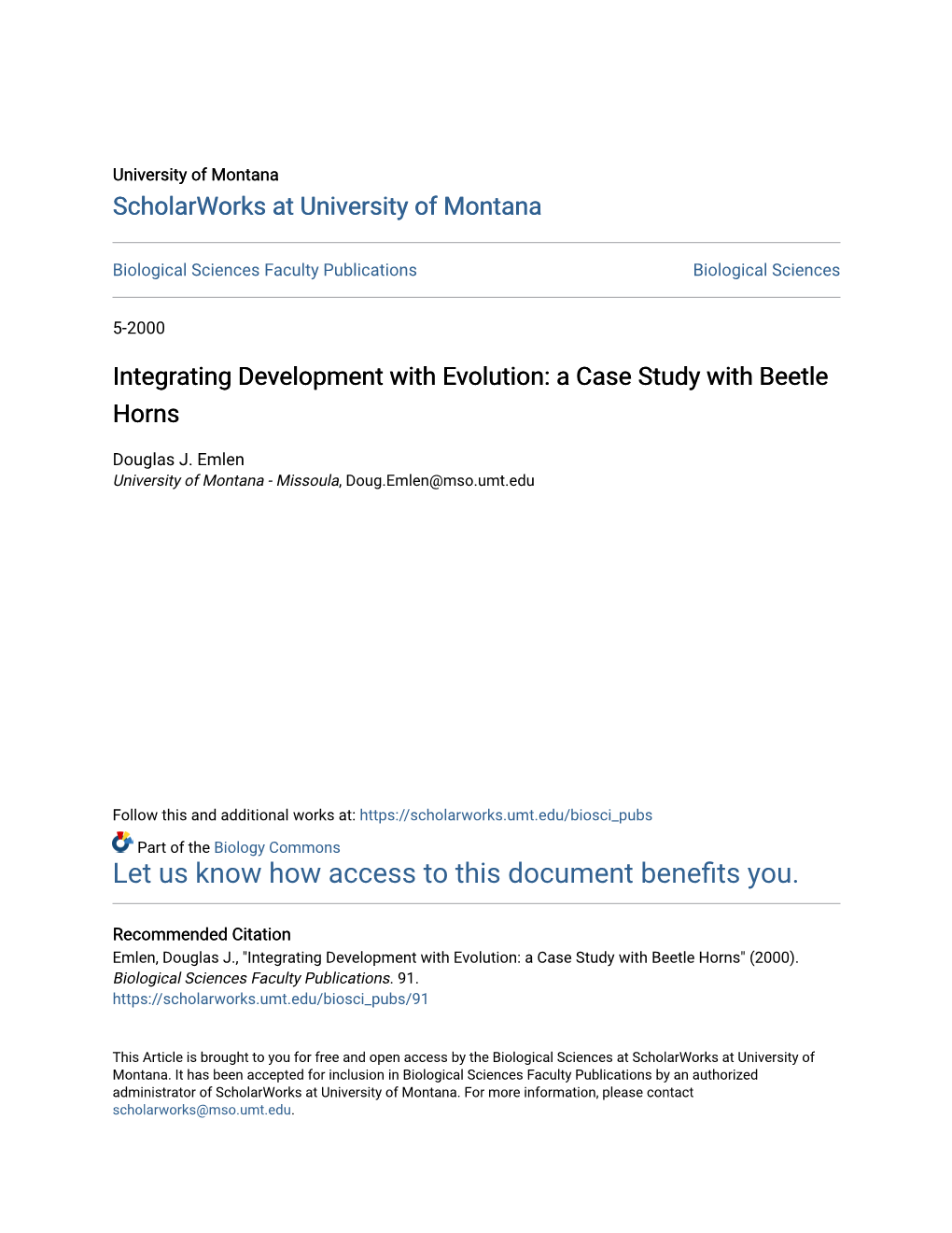 Integrating Development with Evolution: a Case Study with Beetle Horns