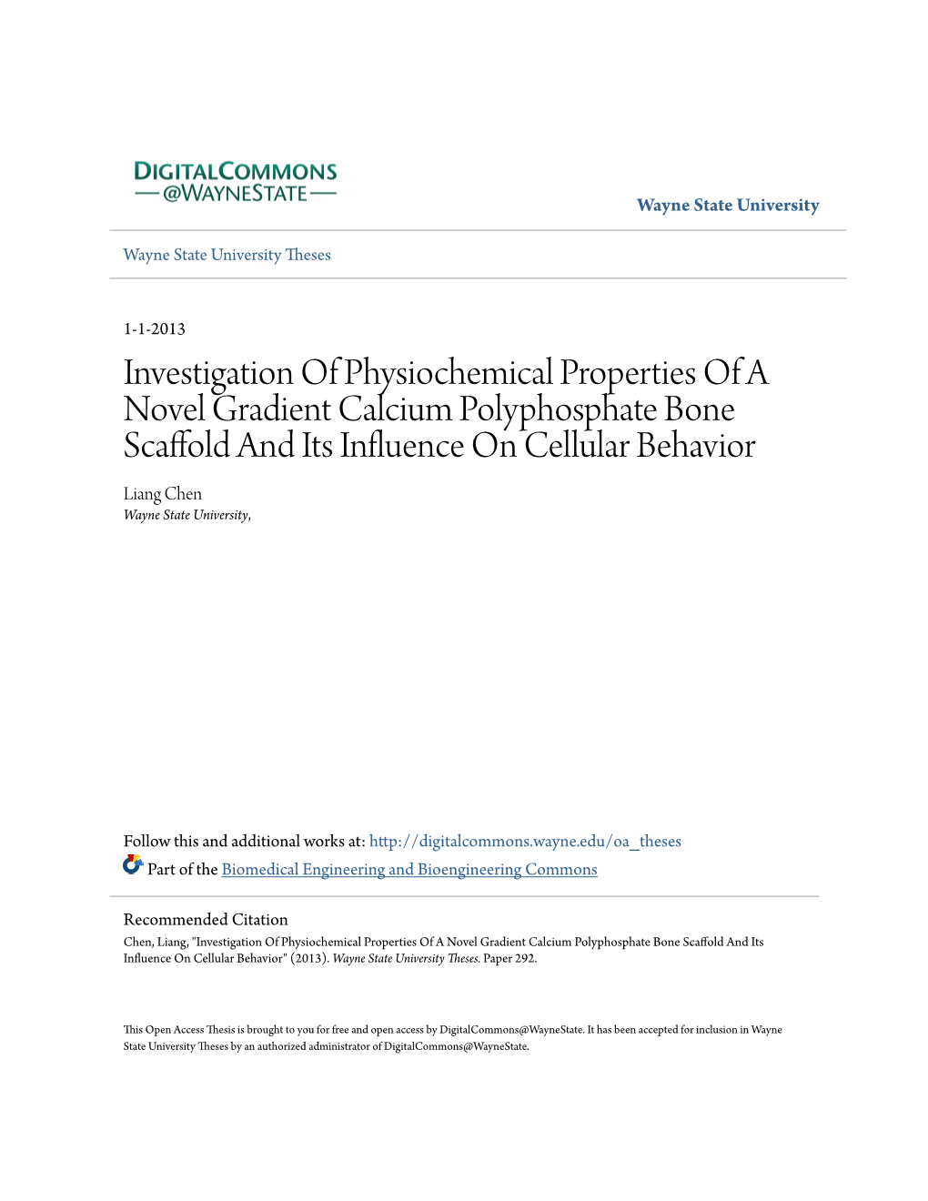 Investigation of Physiochemical Properties of a Novel Gradient