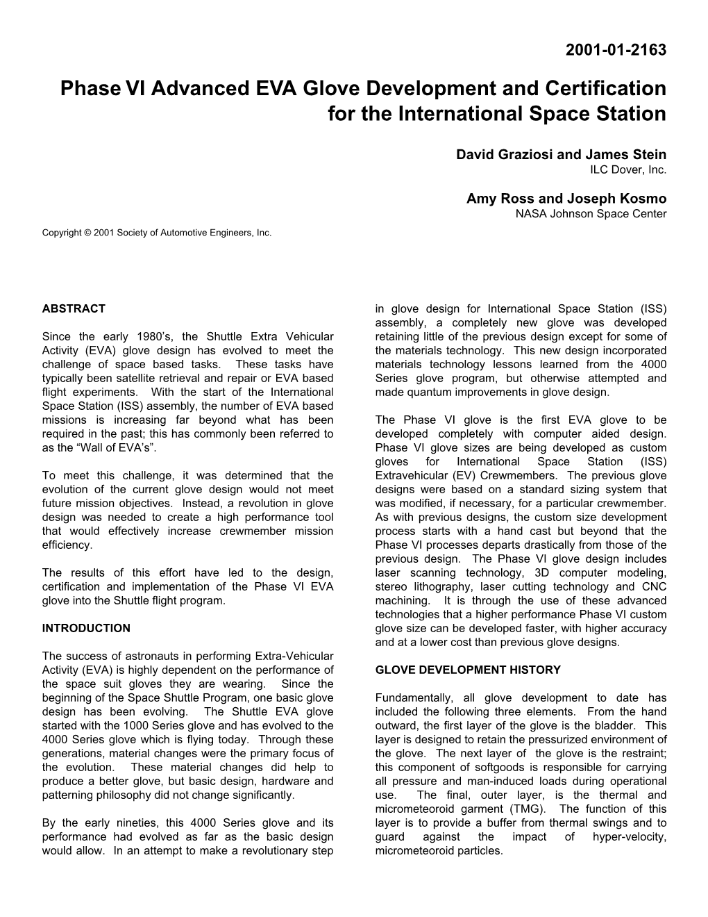 Phase VI Advanced EVA Glove Development and Certification for the International Space Station