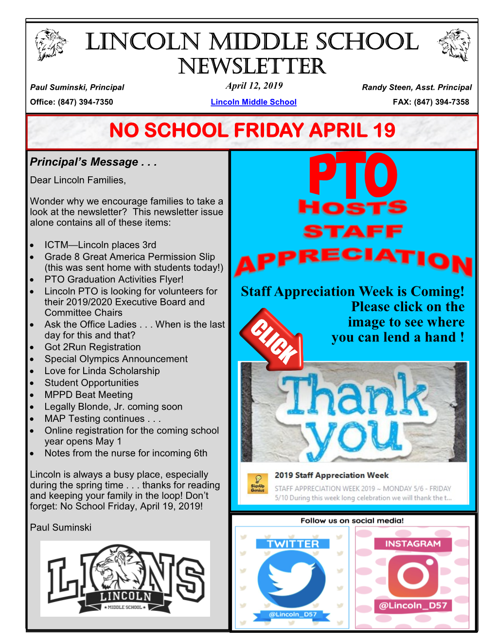 Lincoln Middle School Newsletter