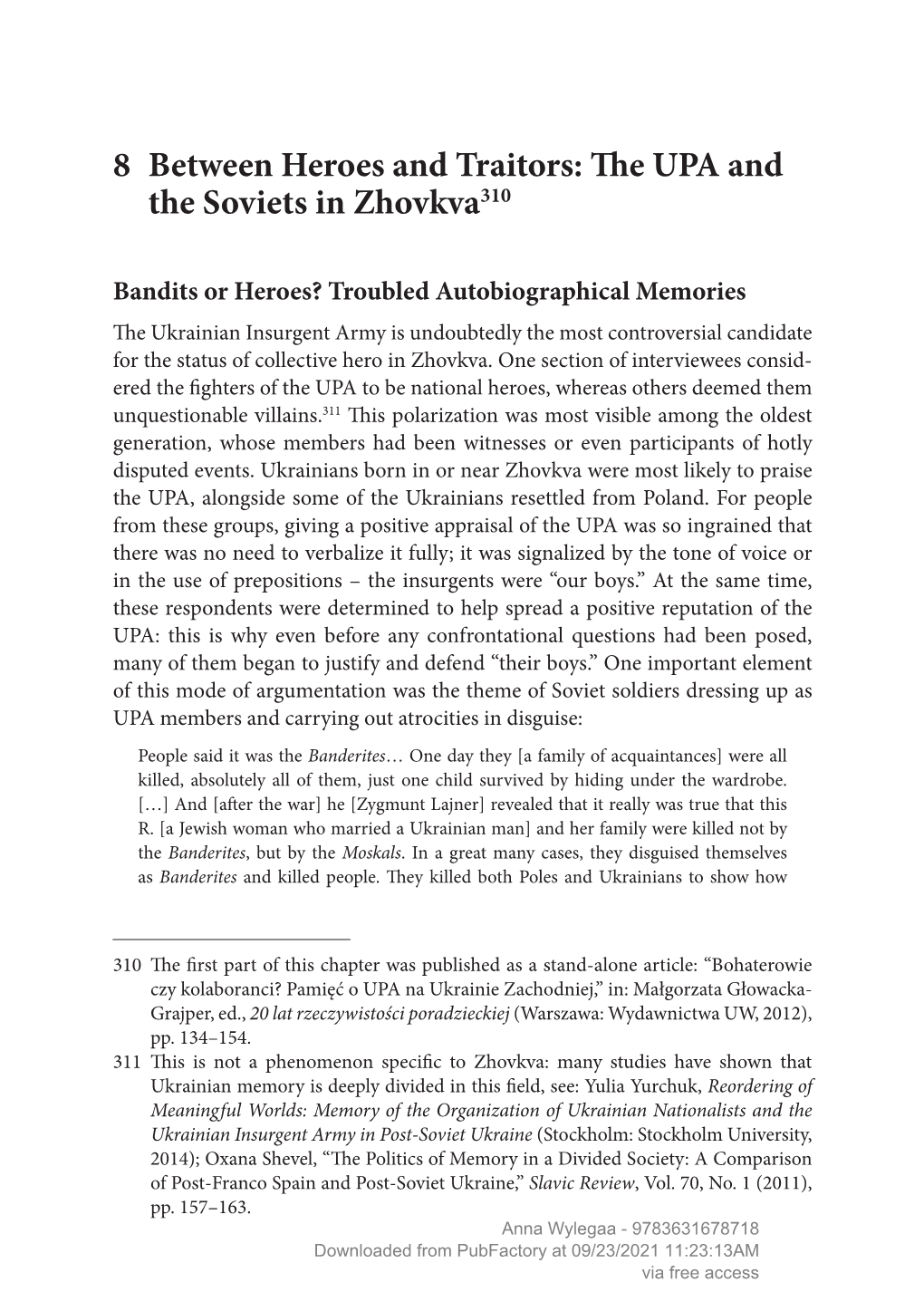 8 Between Heroes and Traitors: the UPA and the Soviets in Zhovkva310