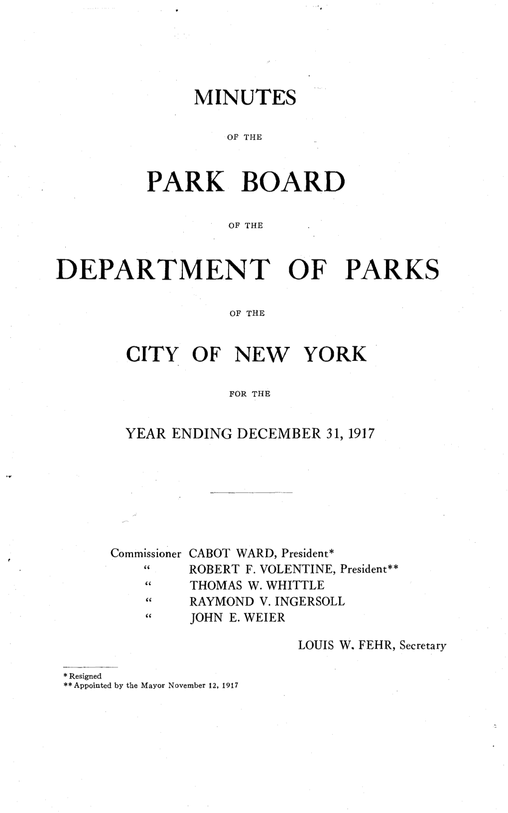 Park Board Department of Parks