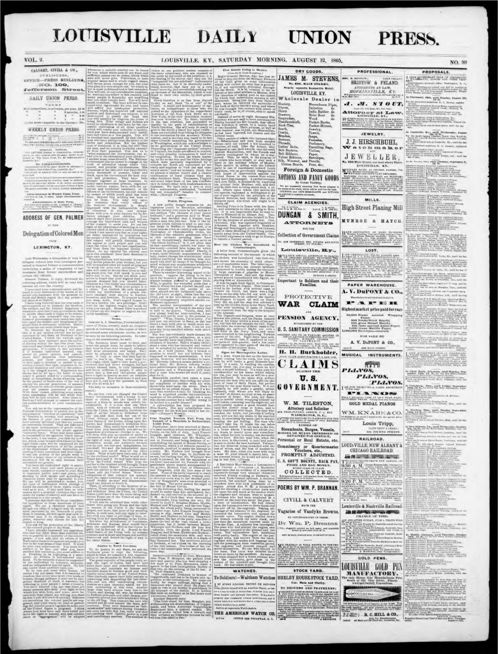 Louisville Daily Union Press: 1865-08-12