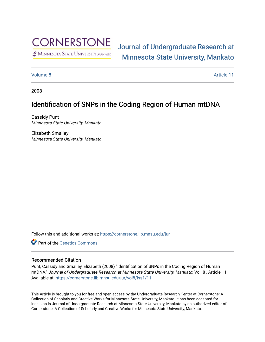 Identification of Snps in the Coding Region of Human Mtdna