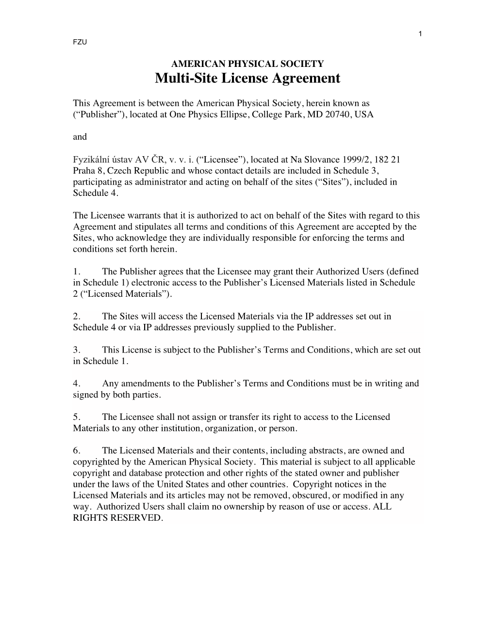 Multi-Site License Agreement