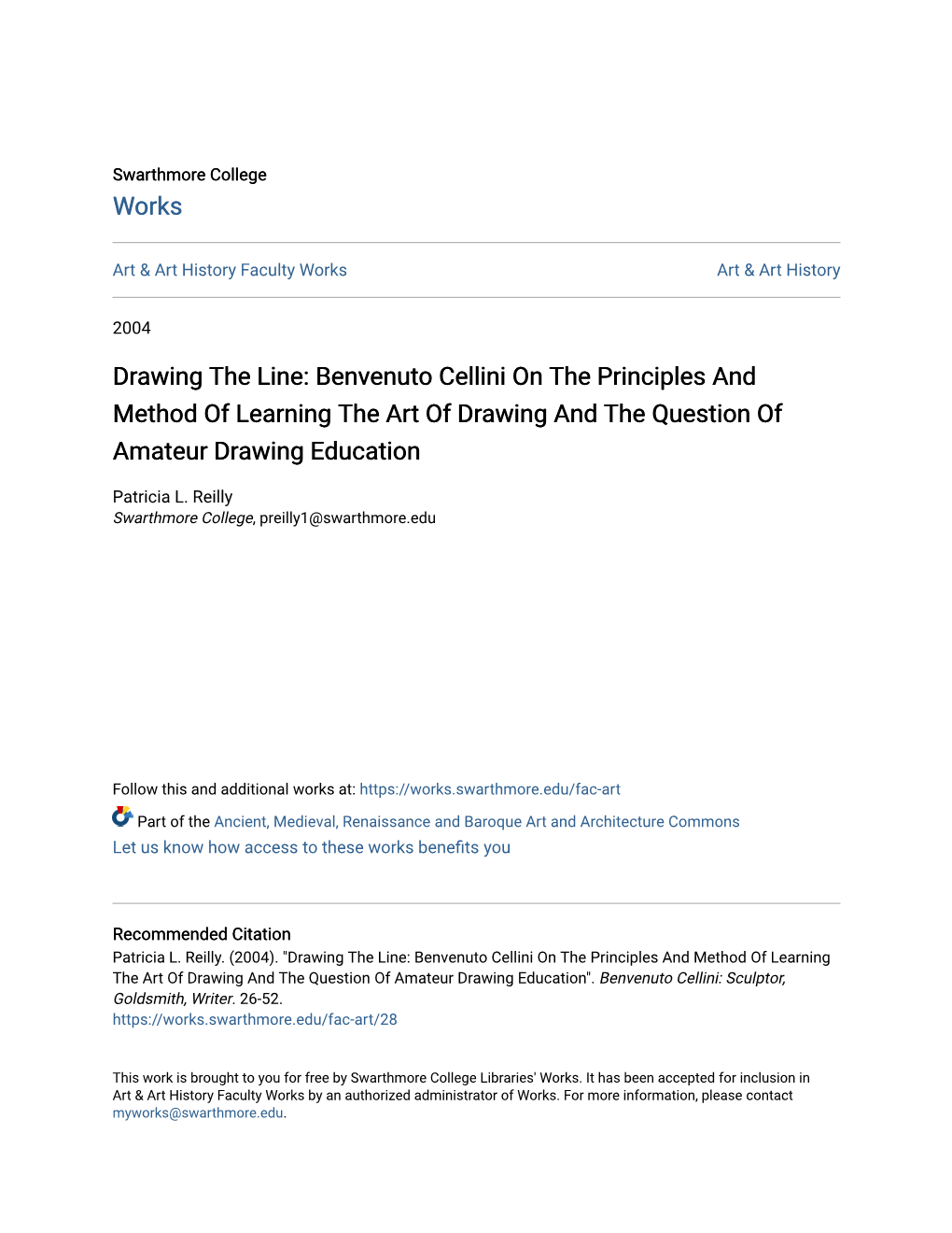 Benvenuto Cellini on the Principles and Method of Learning the Art of Drawing and the Question of Amateur Drawing Education