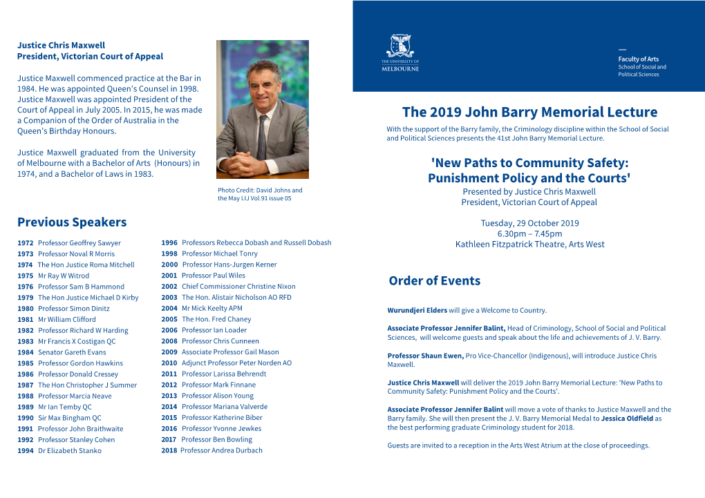 The 2019 John Barry Memorial Lecture