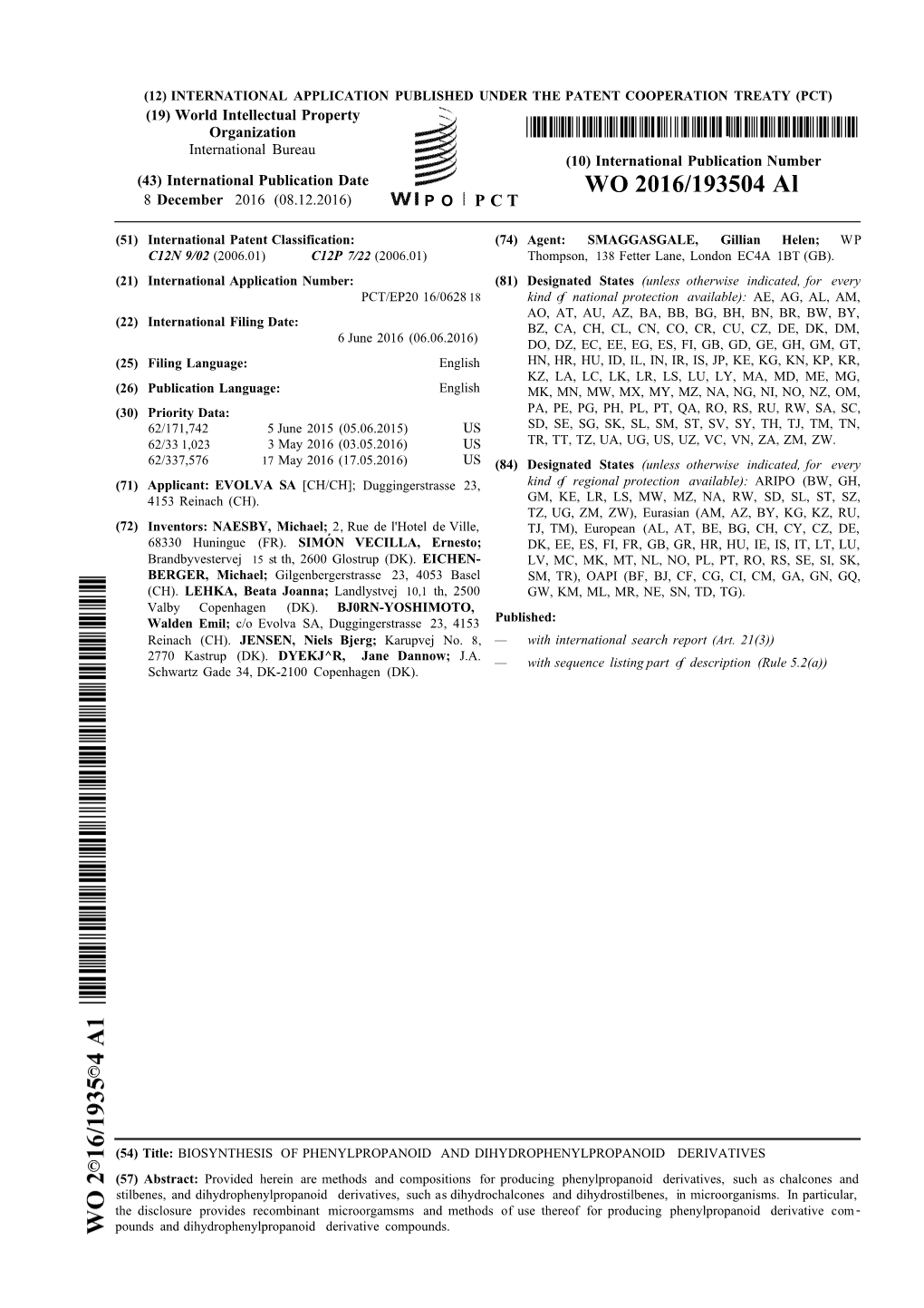 WO 2016/193504 Al 8 December 2016 (08.12.2016) P O P C T