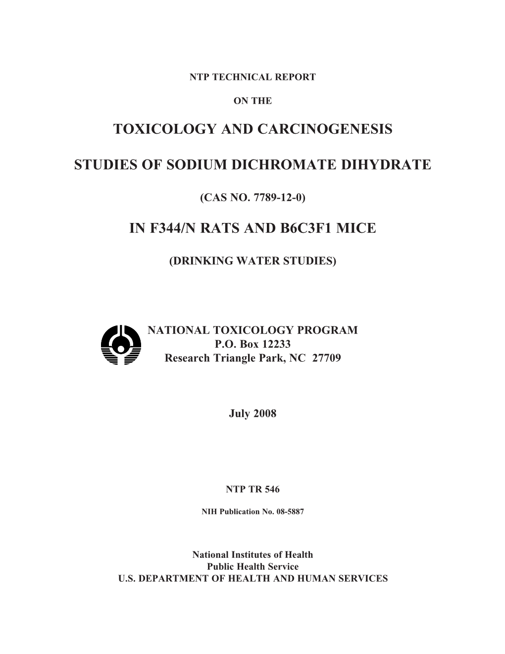 TR-546: Sodium Dichromate Dihydrate (CASRN 7789-12-0)