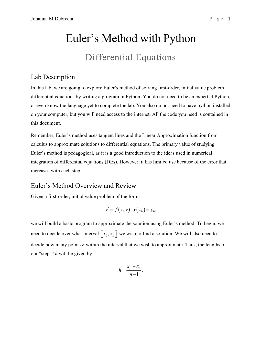 Euler's Method with Python