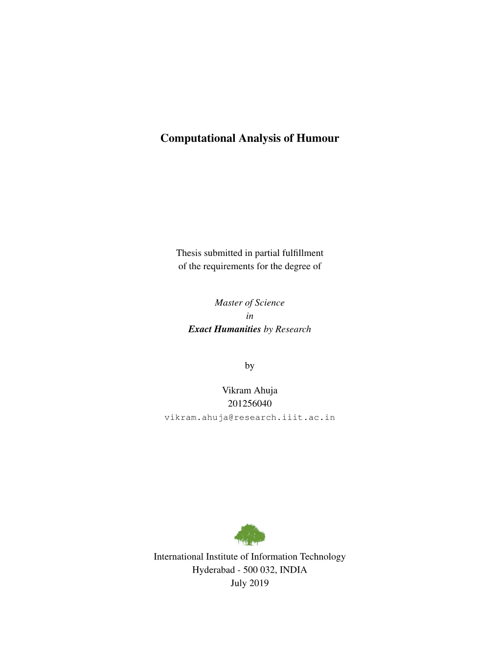 Computational Analysis of Humour