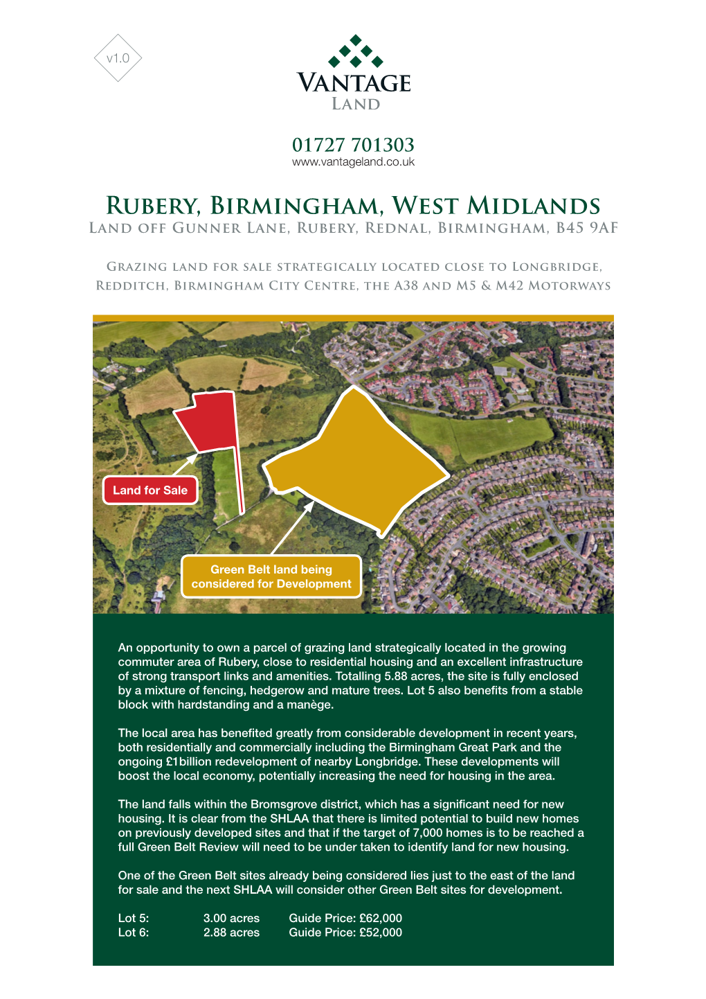 Rubery, Birmingham, West Midlands Land Off Gunner Lane, Rubery, Rednal, Birmingham, B45 9AF