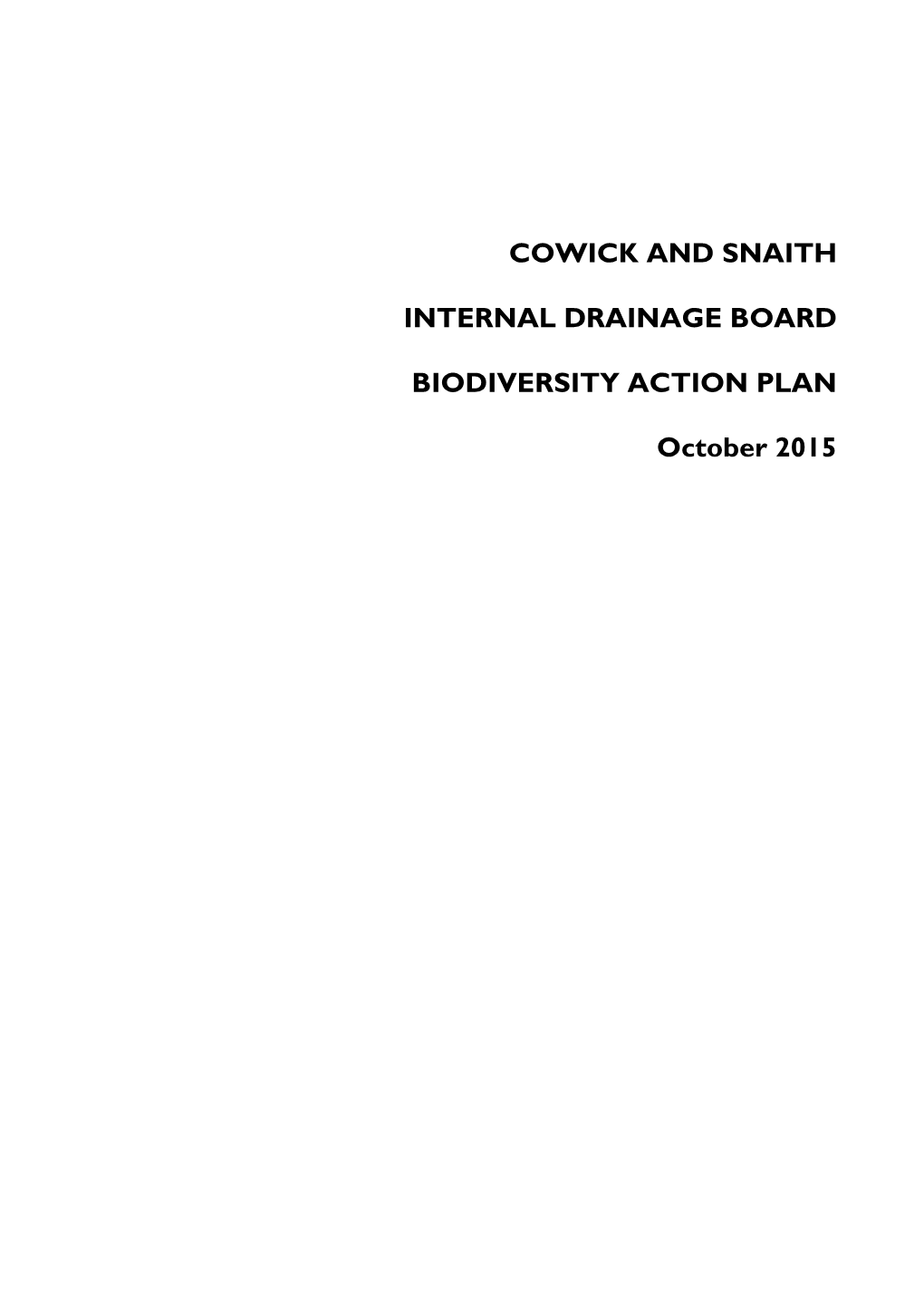 Cowick and Snaith Internal Drainage Board Biodiversity