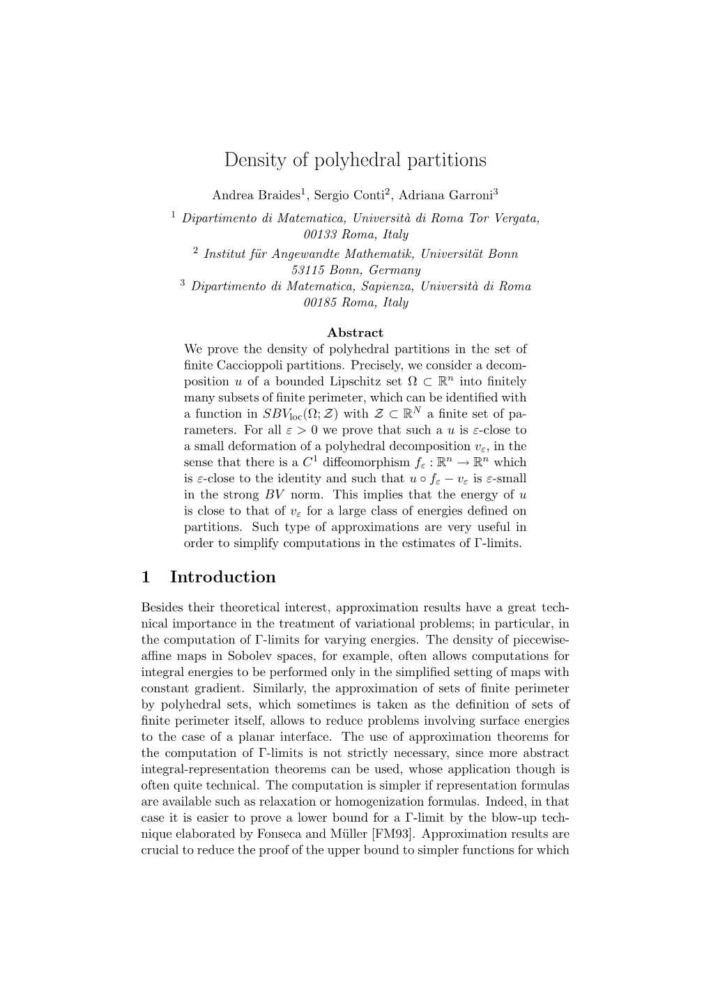 Density of Polyhedral Partitions