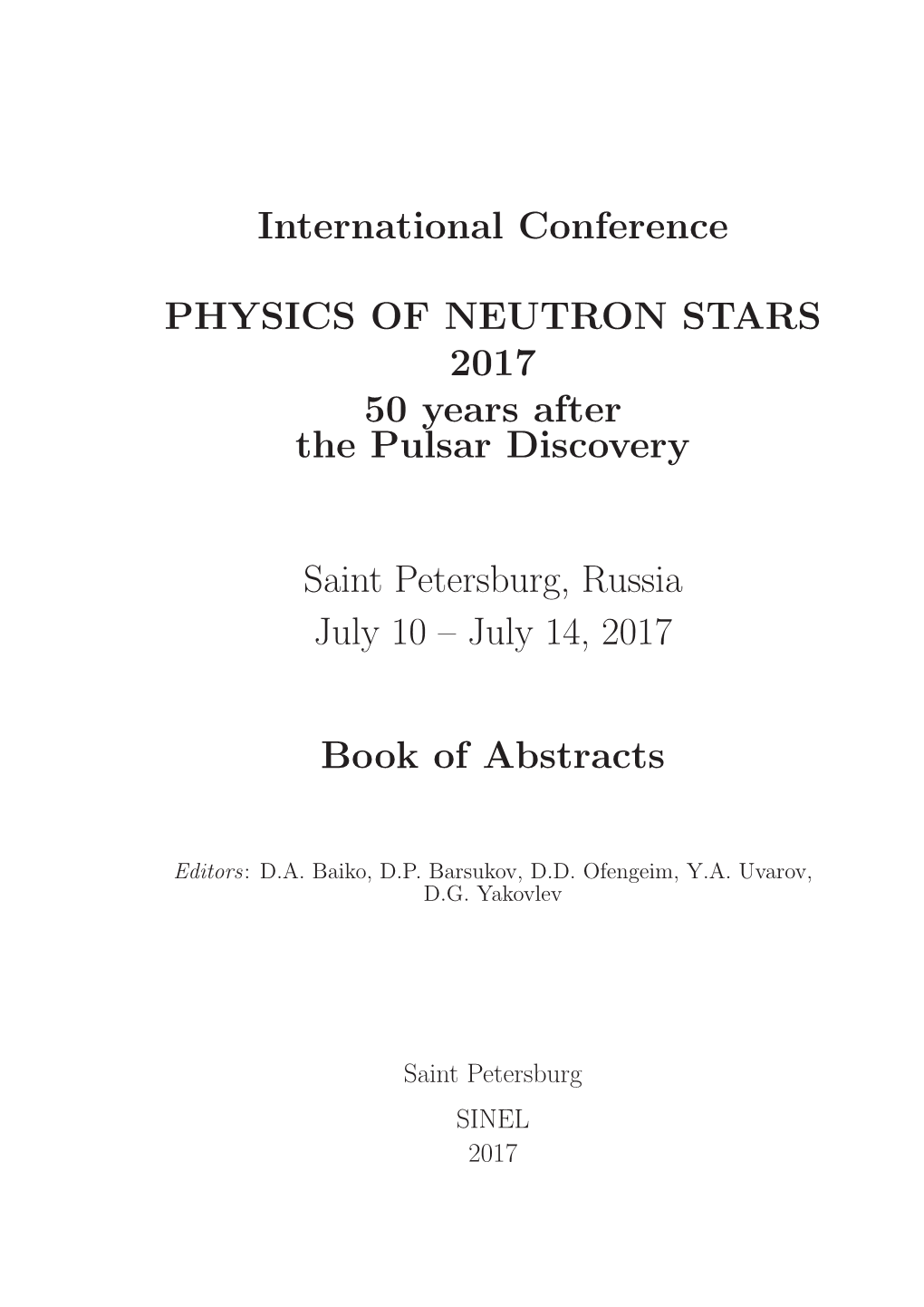 Book of Abstracts