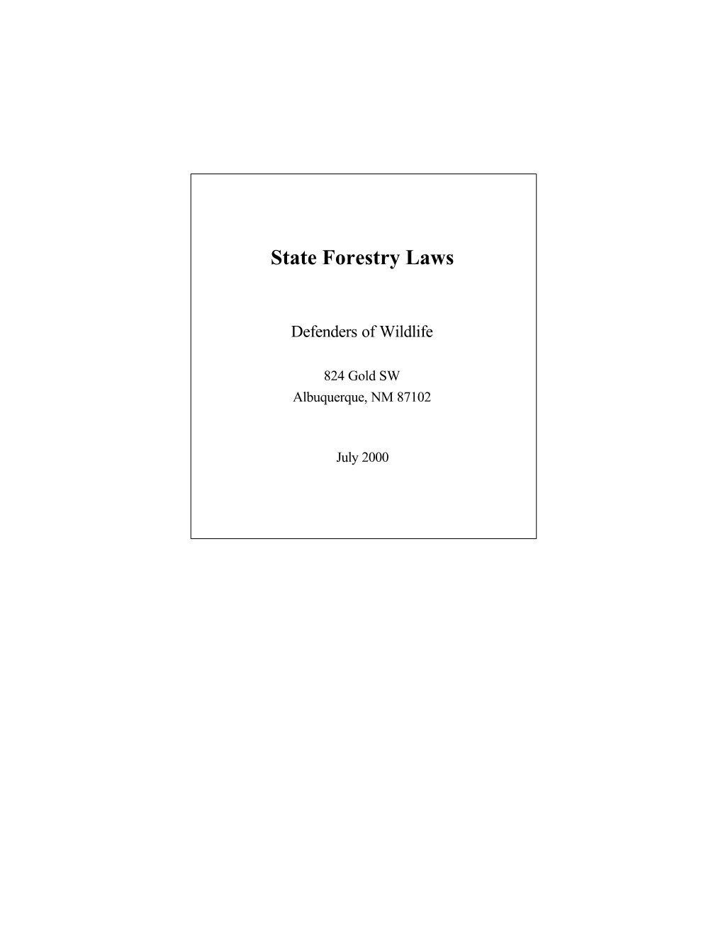 State Forestry Laws