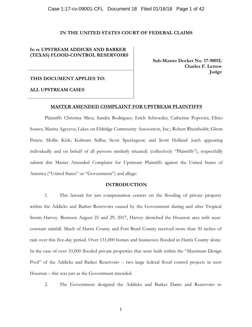 Case 1:17-Cv-09001-CFL Document 18 Filed 01/16/18 Page 1 of 42