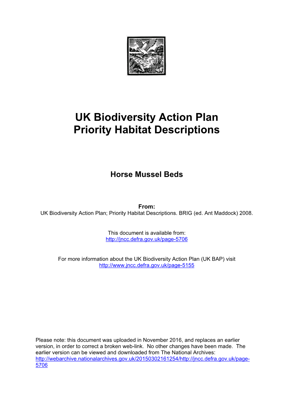 Horse Mussel Beds (UK BAP Priority Habitat Description)