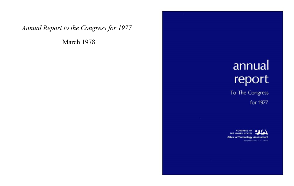 Annual Report to the Congress for 1977