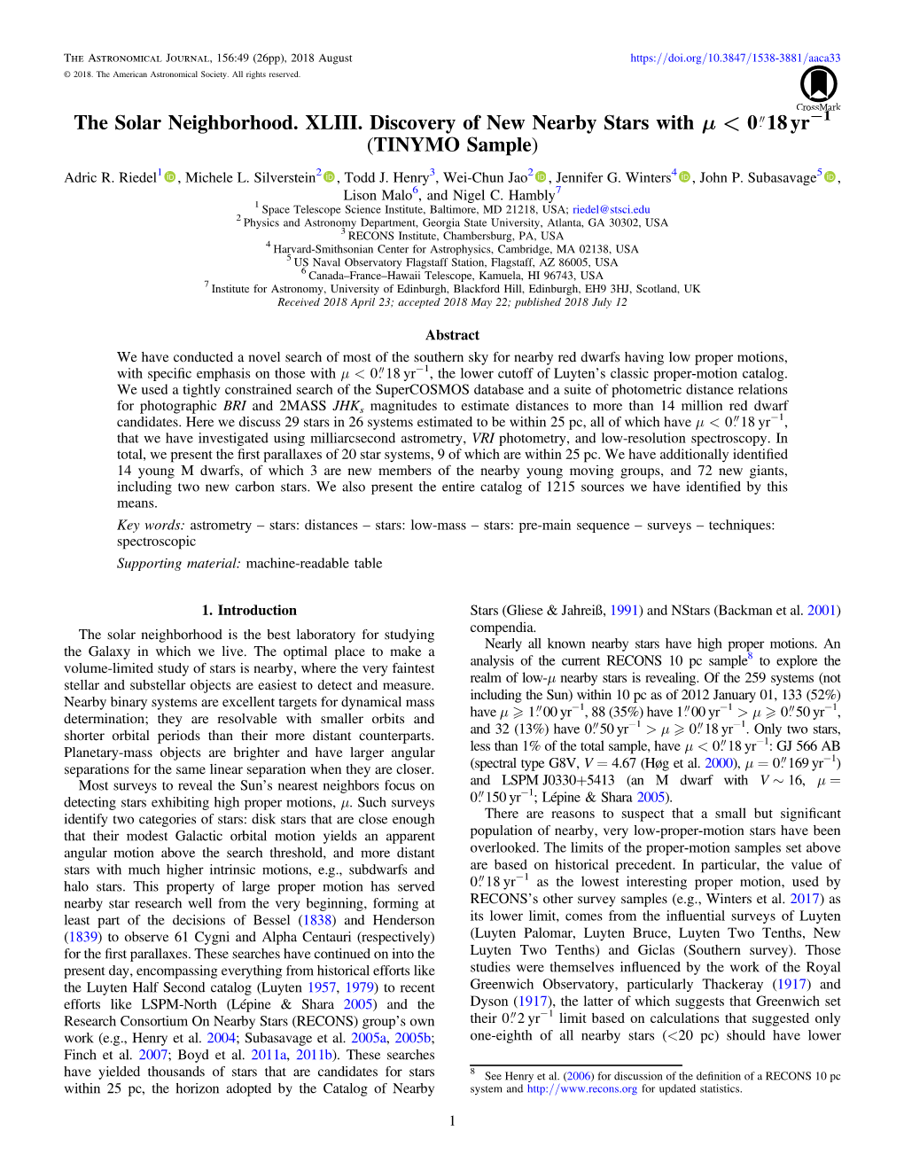 The Solar Neighborhood. XLIII. Discovery of New Nearby Stars with Μ