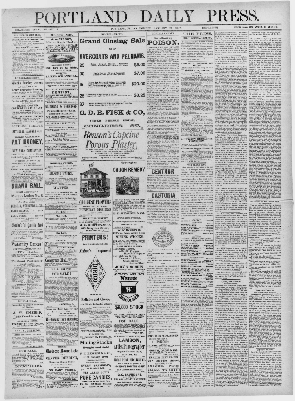 Portland Daily Press: January 30,1880