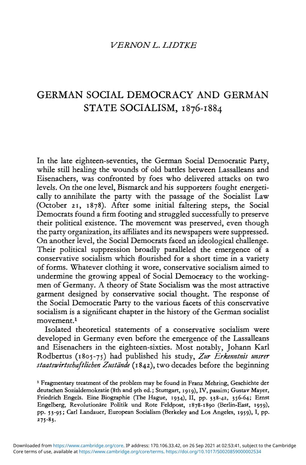 German Social Democracy and German State Socialism, 1876–1884