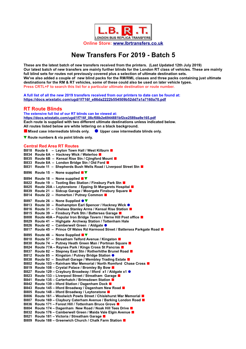 New Transfers for 2019 - Batch 5