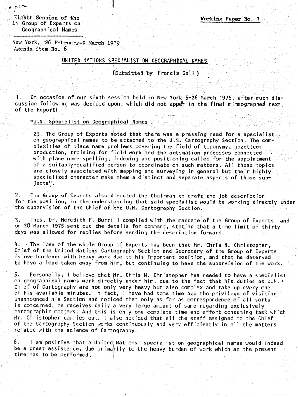 Working Paper No, 7 ' ' :26 February-9 March 1979 Agenda Item No