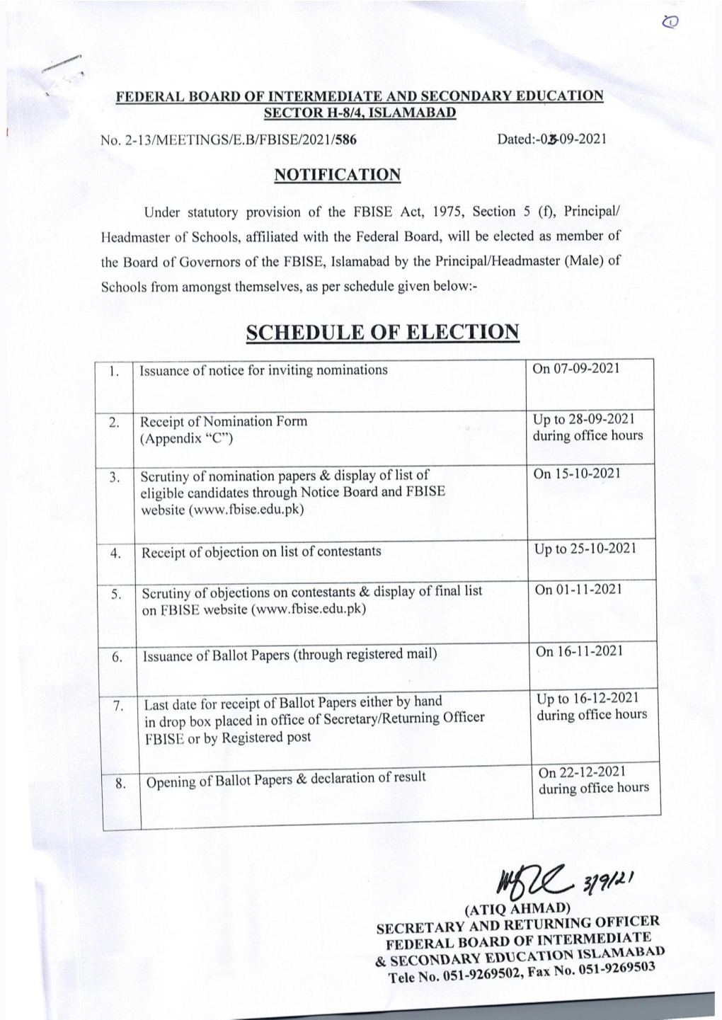 Male / Co-Education) and Male Head of Institution at Ssc Level Upto 14-07-2021