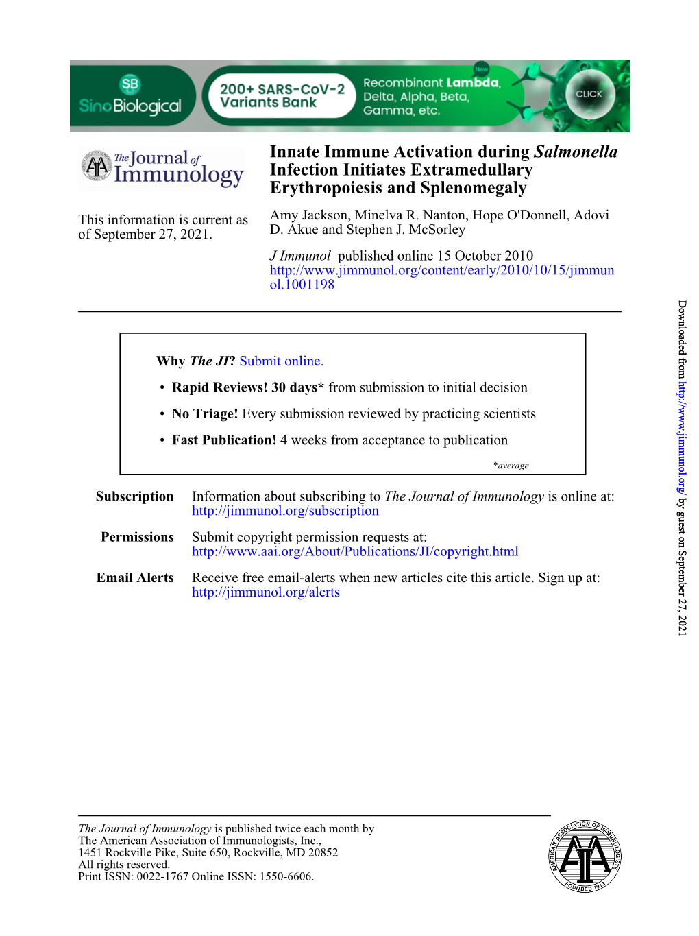 Erythropoiesis and Splenomegaly