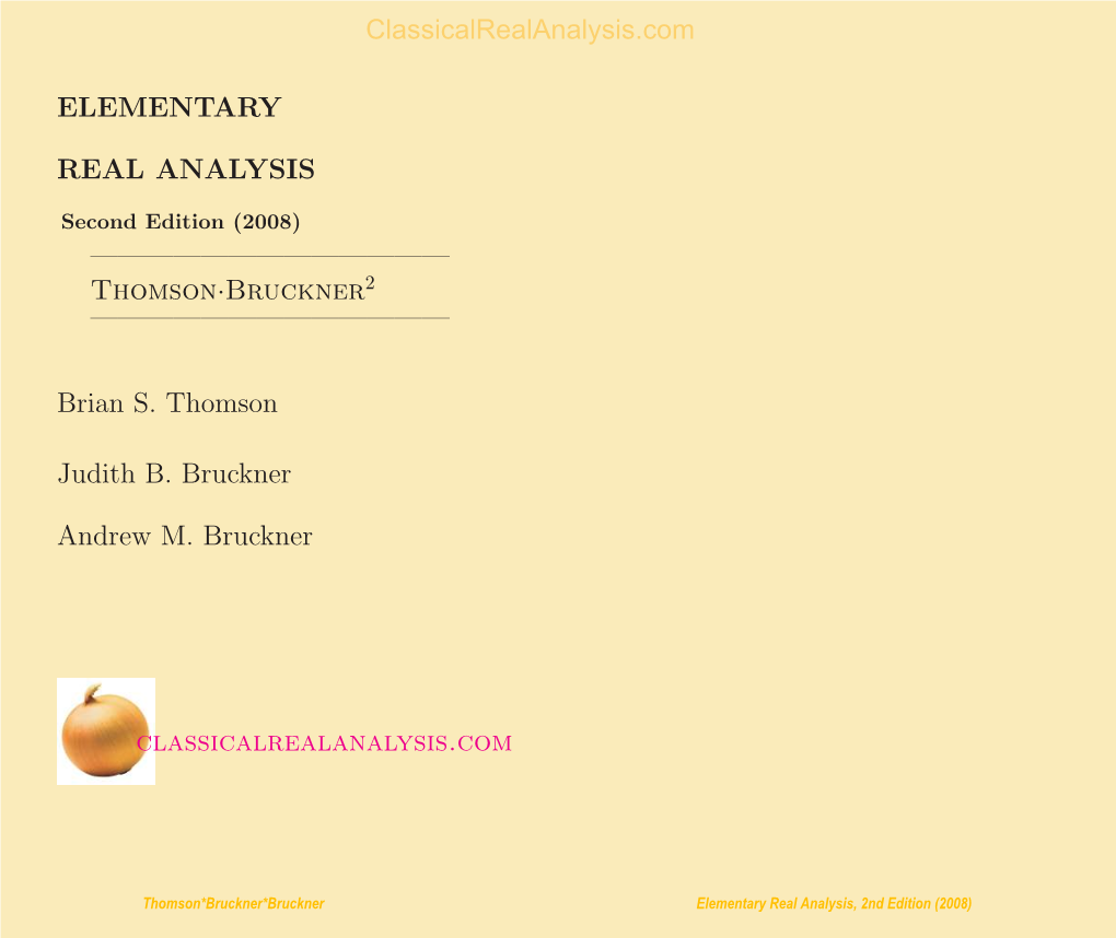 Elementary Real Analysis, 2Nd Edition (2008) Classicalrealanalysis.Com