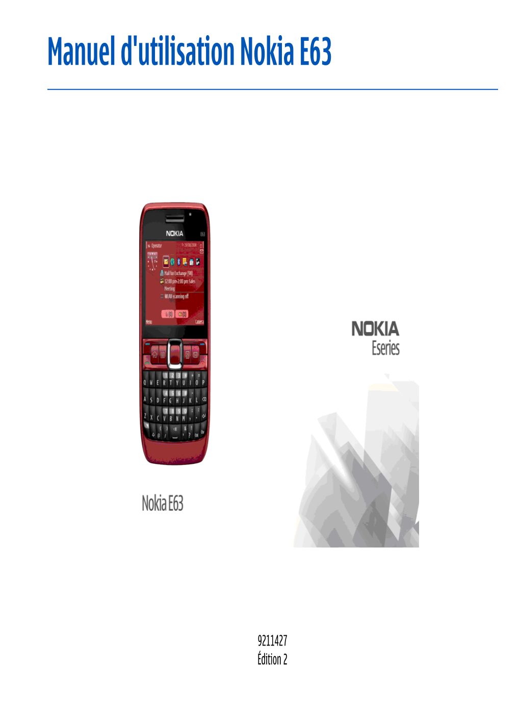Manuel D'utilisation Nokia E63