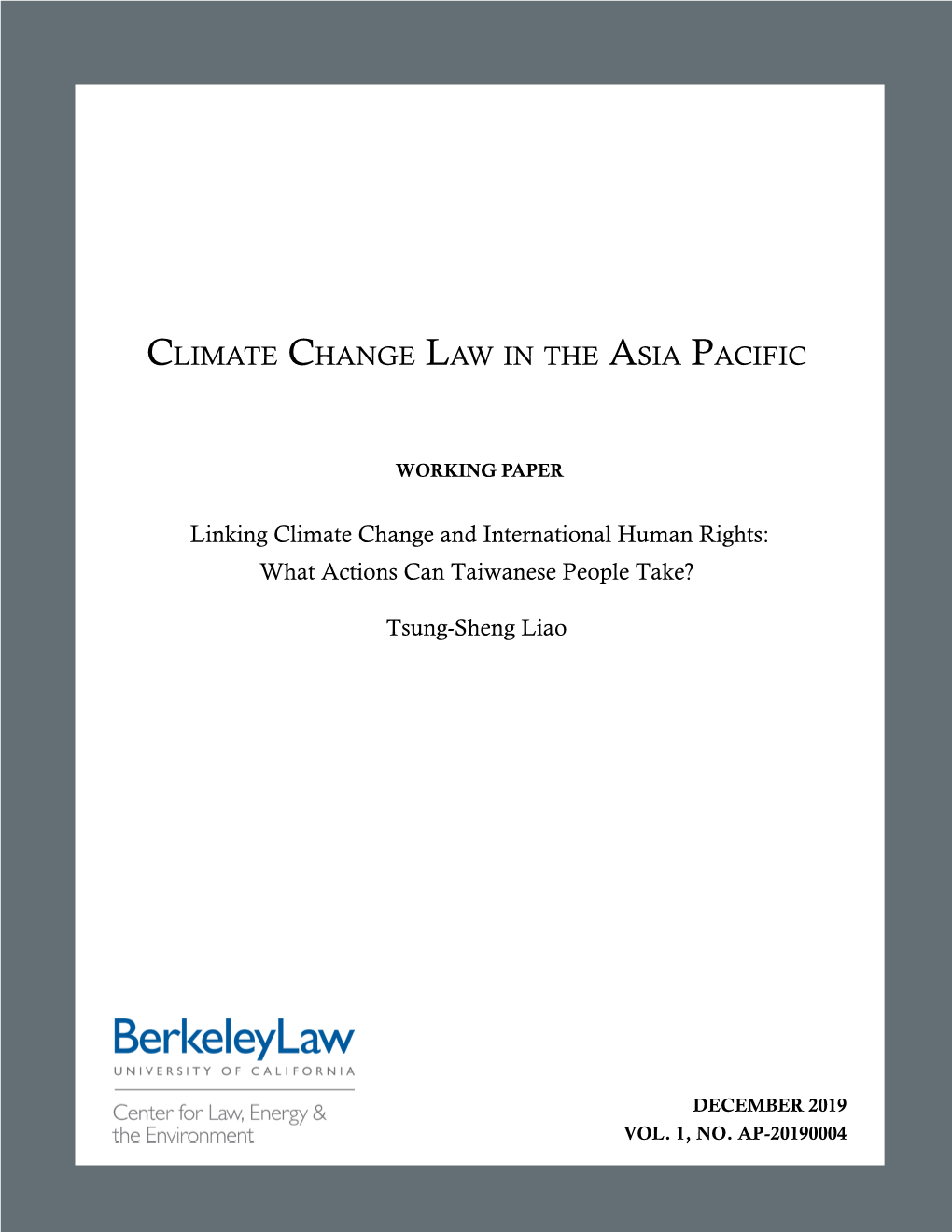 Climate Change Law in the Asia Pacific