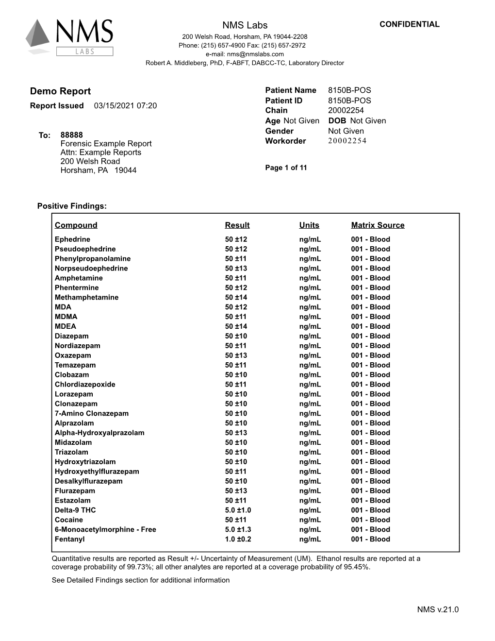 Example Report (Positive)