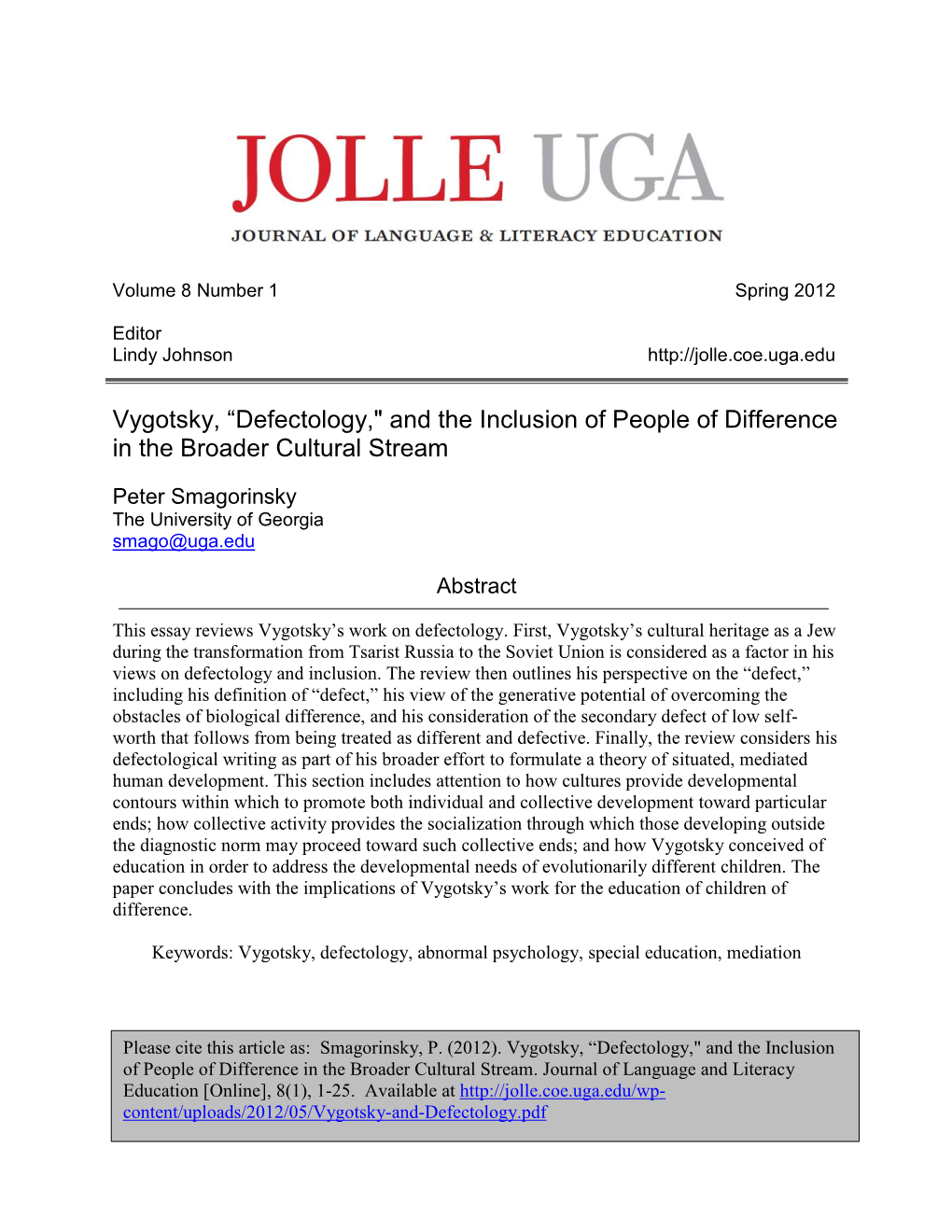 Vygotsky, “Defectology," and the Inclusion of People of Difference in the Broader Cultural Stream