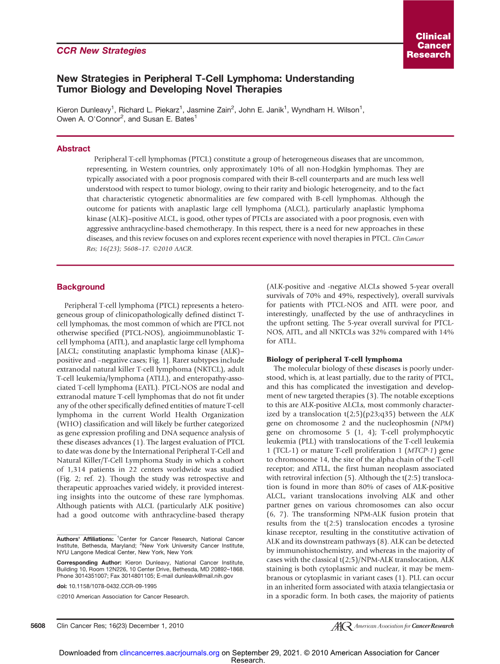 New Strategies in Peripheral T-Cell Lymphoma: Understanding Tumor Biology and Developing Novel Therapies