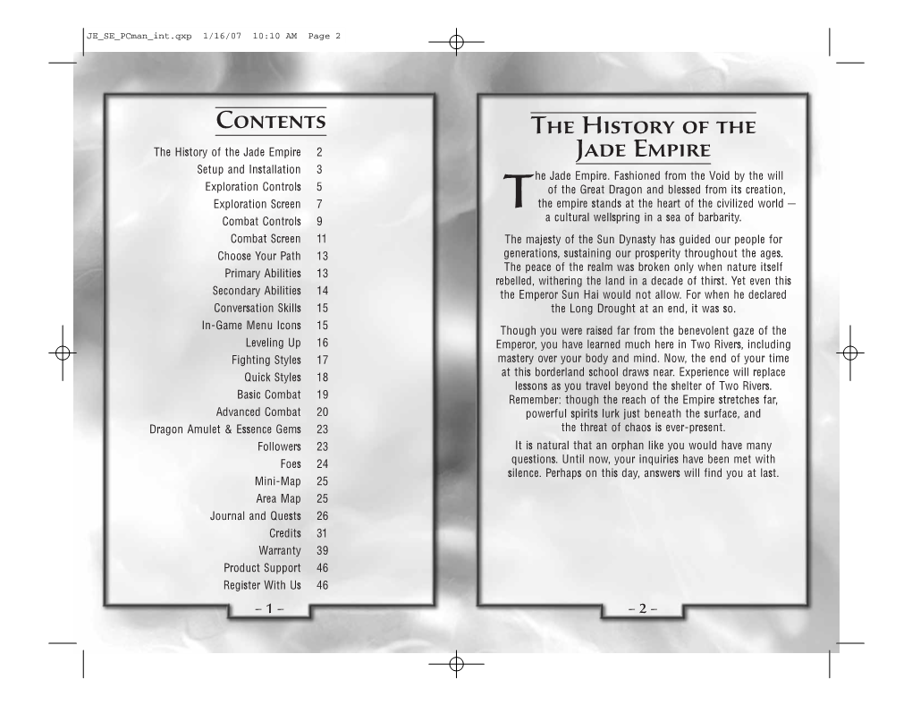 Contents the History of the Jade Empire