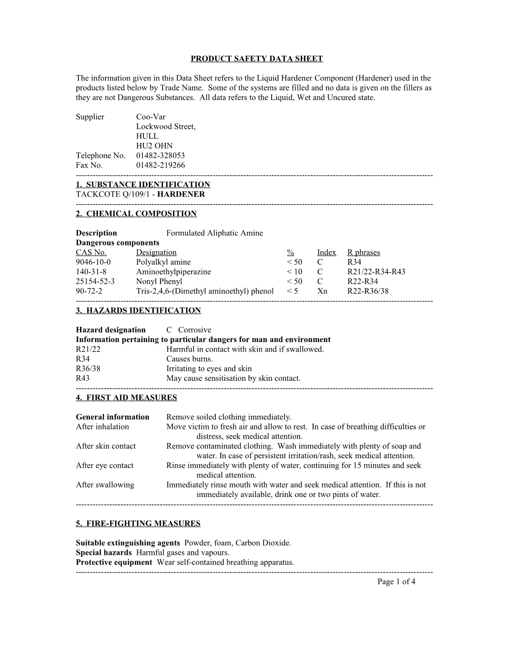 Product Safety Data Sheet s3