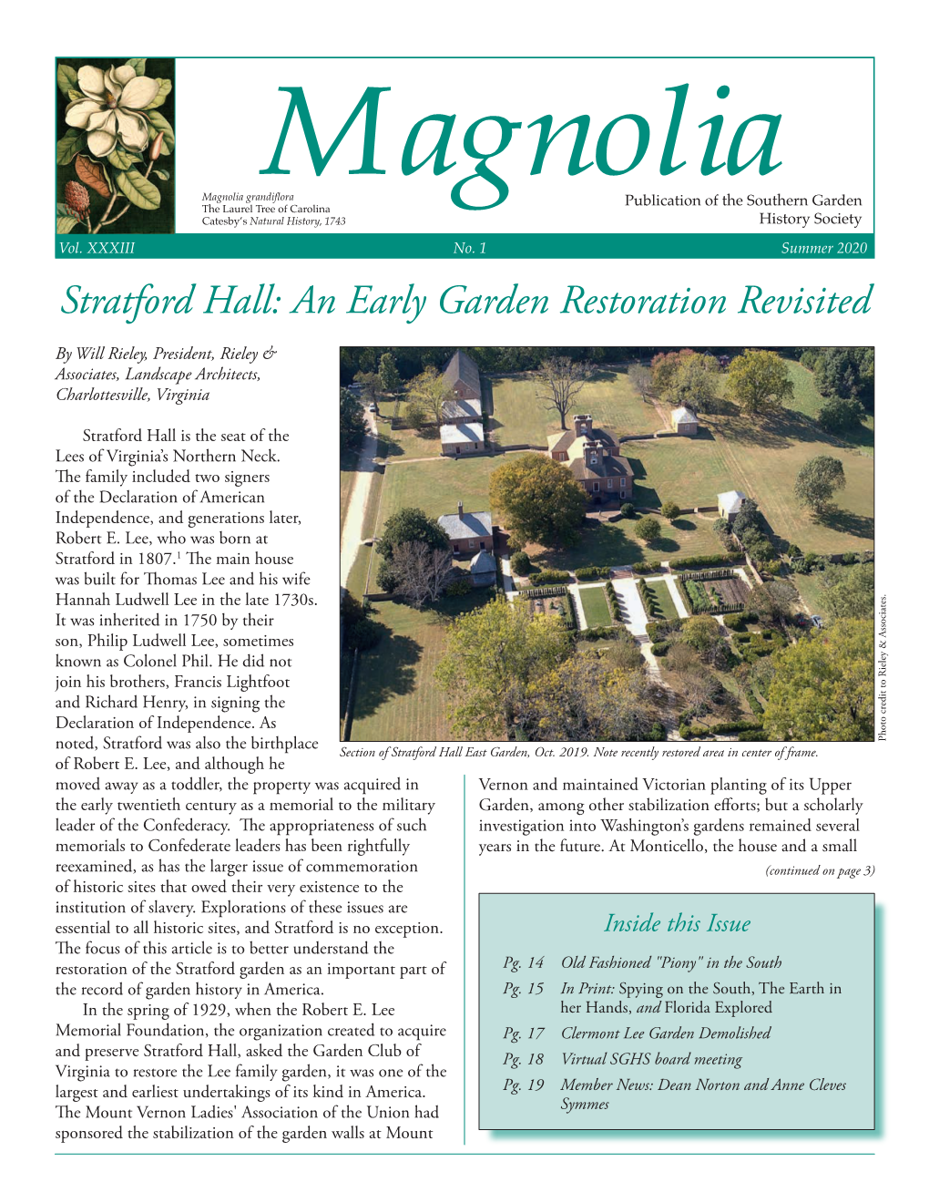 Stratford Hall: an Early Garden Restoration Revisited