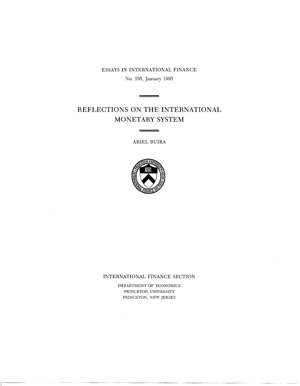 Reflections on the International Monetary System