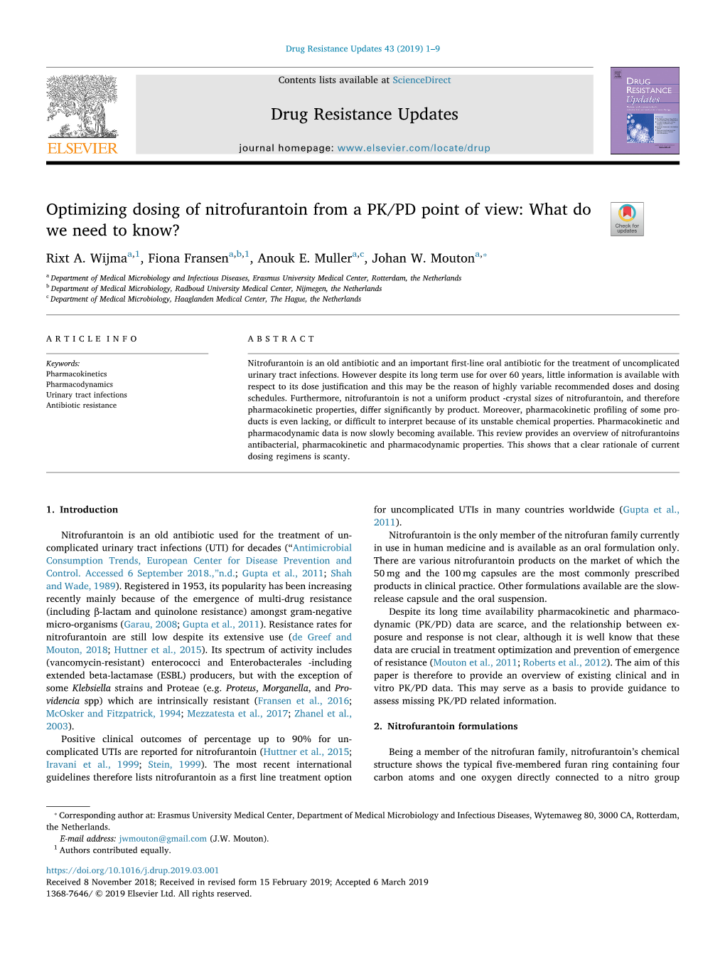 Optimizing Dosing of Nitrofurantoin from a PK/PD Point of View What