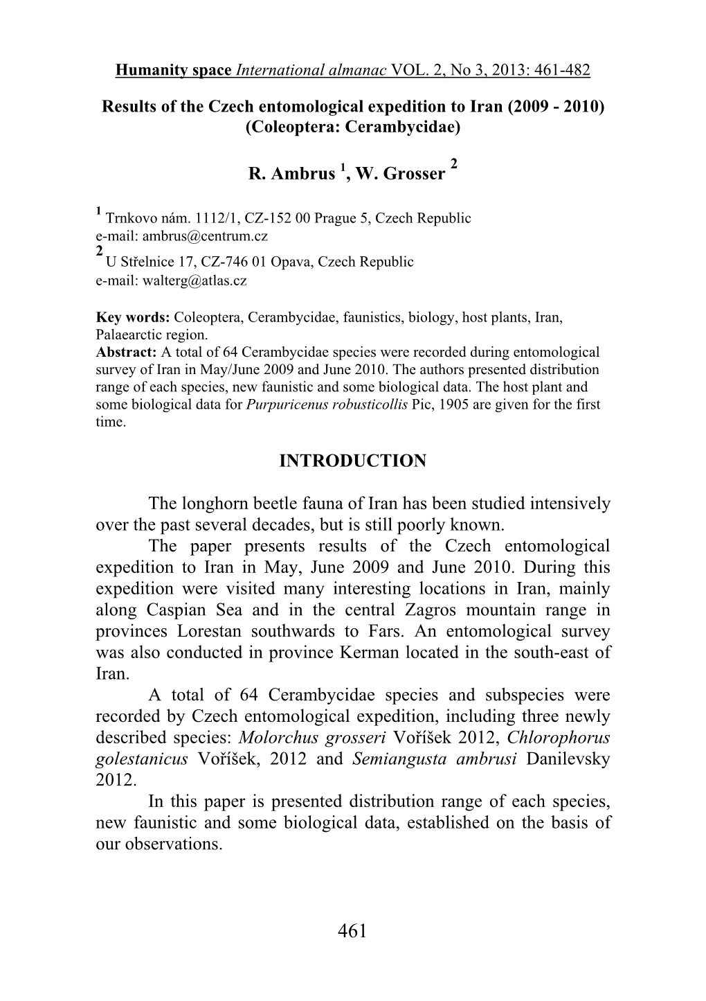 R. Ambrus 1, W. Grosser INTRODUCTION the Longhorn Beetle