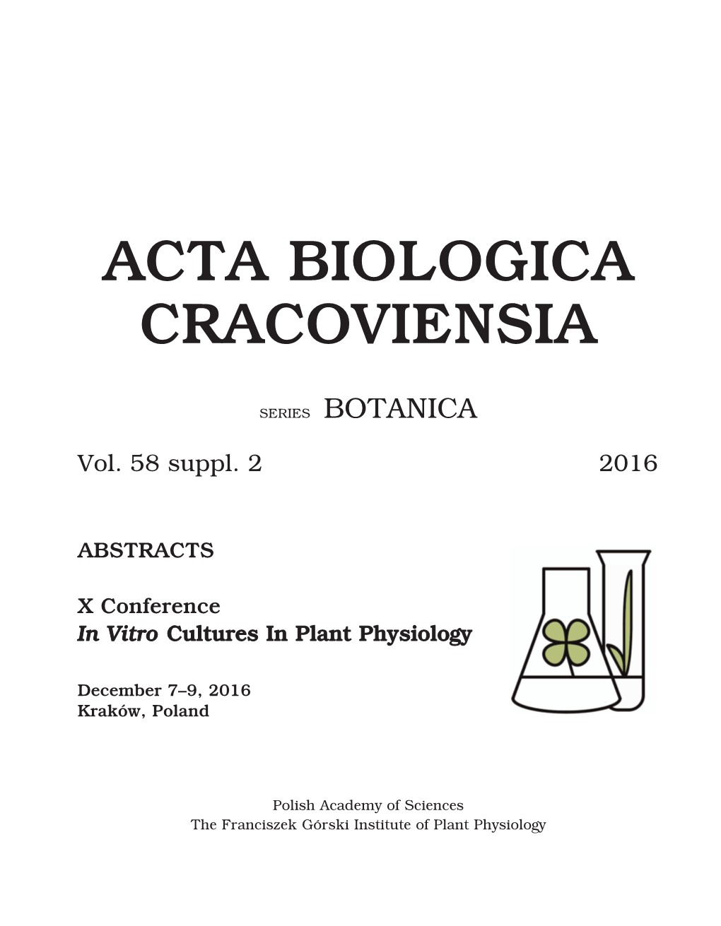 In Vitro Cultures in Plant Physiology