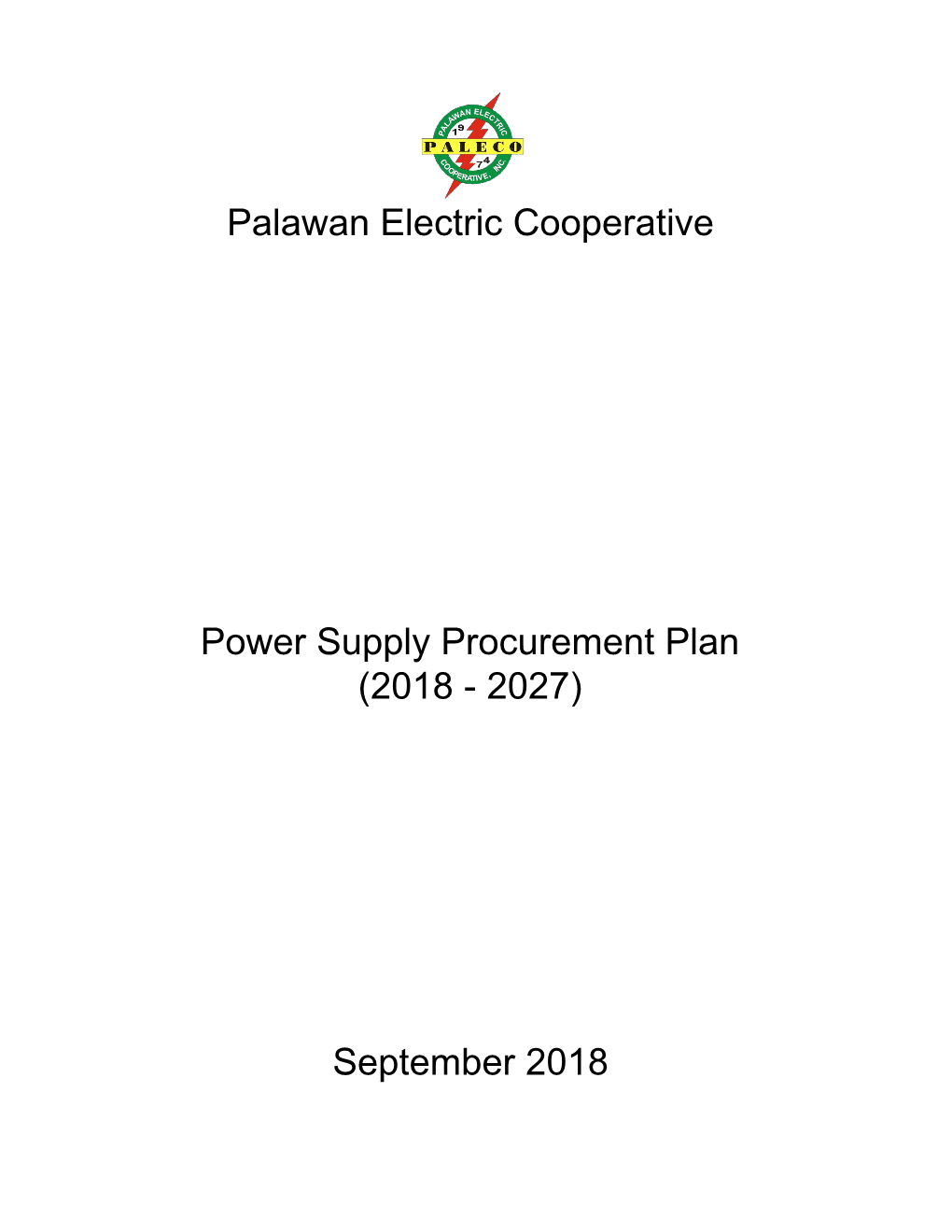 Power Supply Procurement Plan (2018 - 2027)